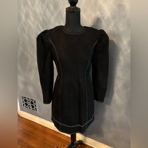 Revolve Stelen Black Contrast Seam Puff long sleeve Exposed Zip Mini Dress